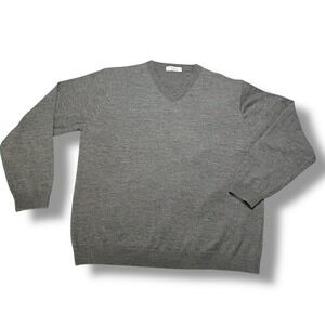 Turnbury‎ V-neck Grey Extra Fine Merino Wool Men's Sweater XL